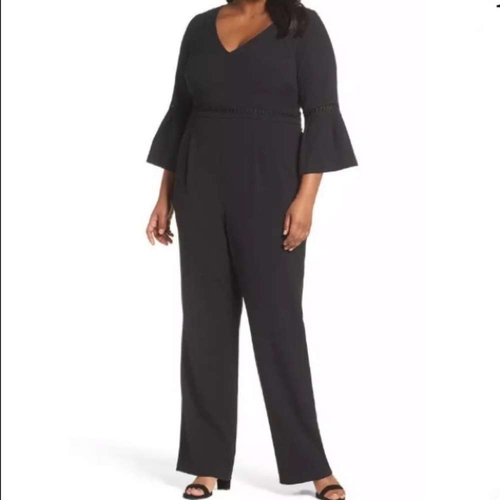 NWT Eliza J Bell Sleeve Wide Leg Jumpsuit Black